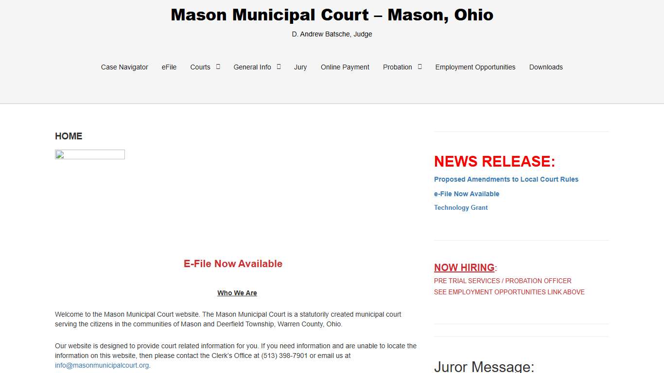 Mason Municipal Court – Mason, Ohio – D. Andrew Batsche, Judge