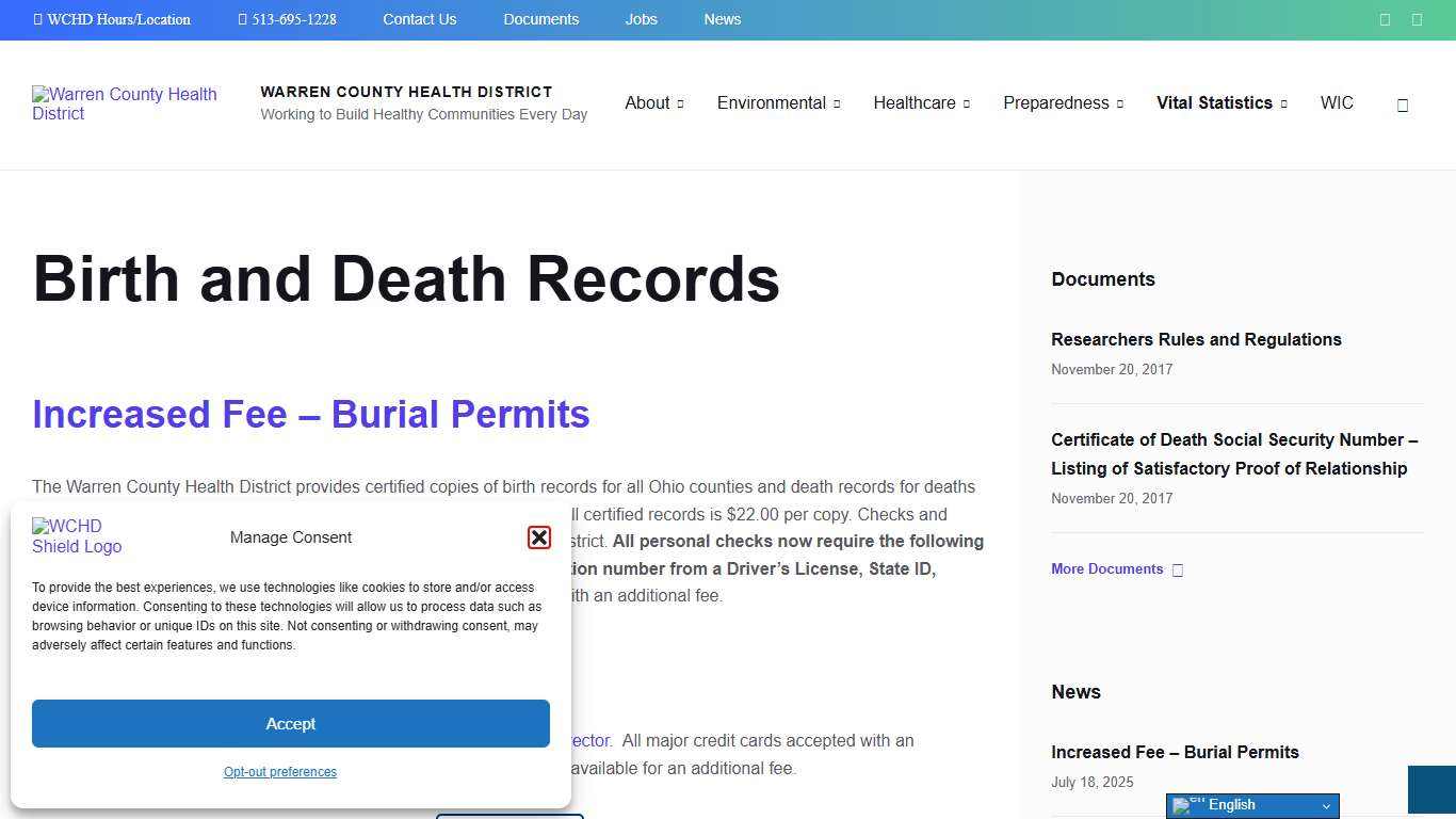 Birth and Death Records – Warren County Health District